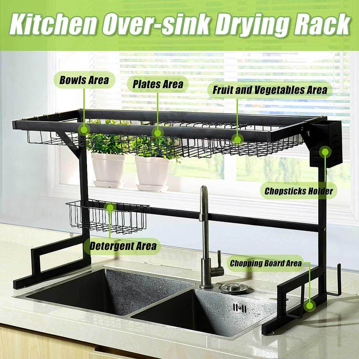 Stainless Steel Over-Sink Dish Rack Organizer Stainless Steel Over-Sink Dish Rack Organizer